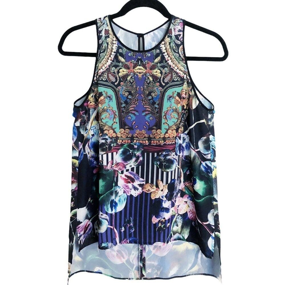 Clover Canyon Size S Woman's Floral and Paisley Hi Low Tunic Tank Top‎ Go…